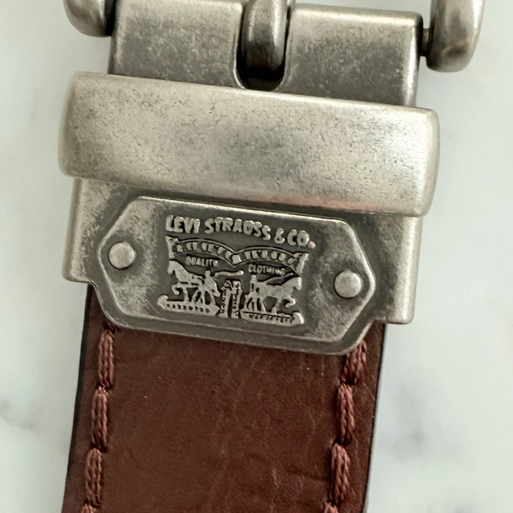 Levi's Reversible Belt Brown Black Silver Buckle Mens Size L 38 - 40